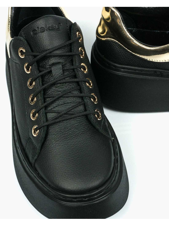 Czarne trampki damskie skórzane