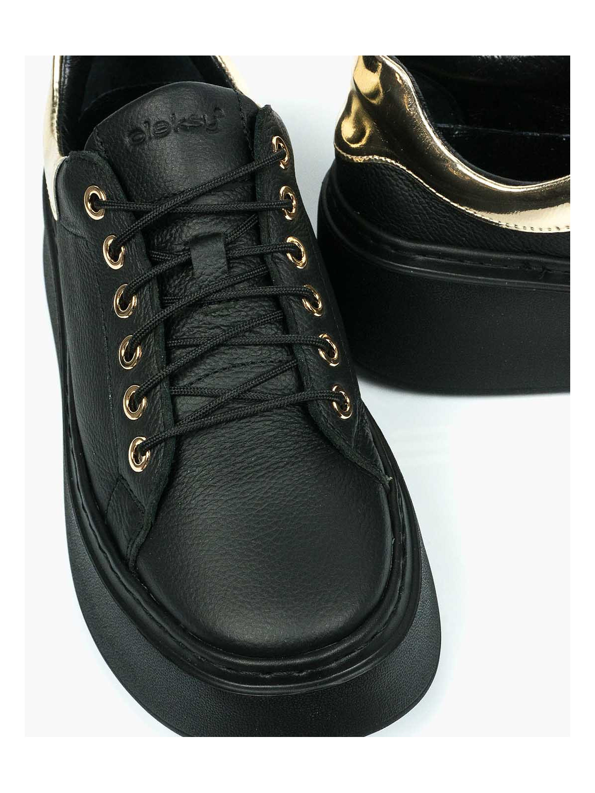 Czarne trampki damskie skórzane