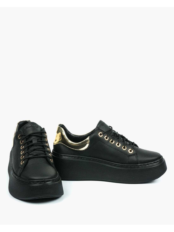 Czarne trampki damskie skórzane