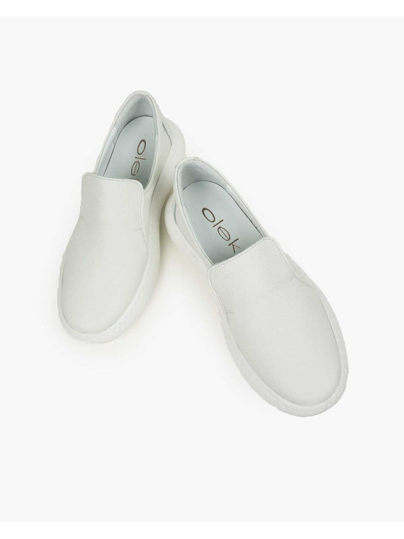 Białe półbuty damskie skórzane