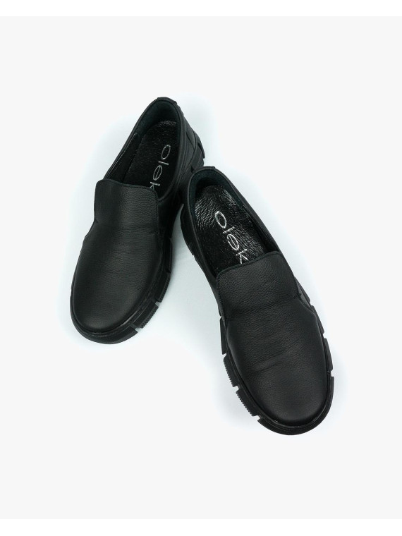 Czarne półbuty damskie skorzane