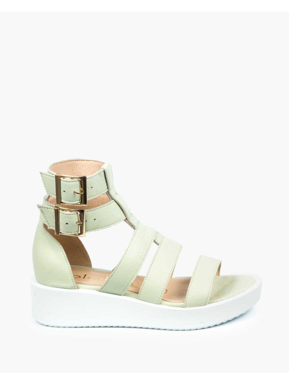 Zielone sandały damskie skórzane