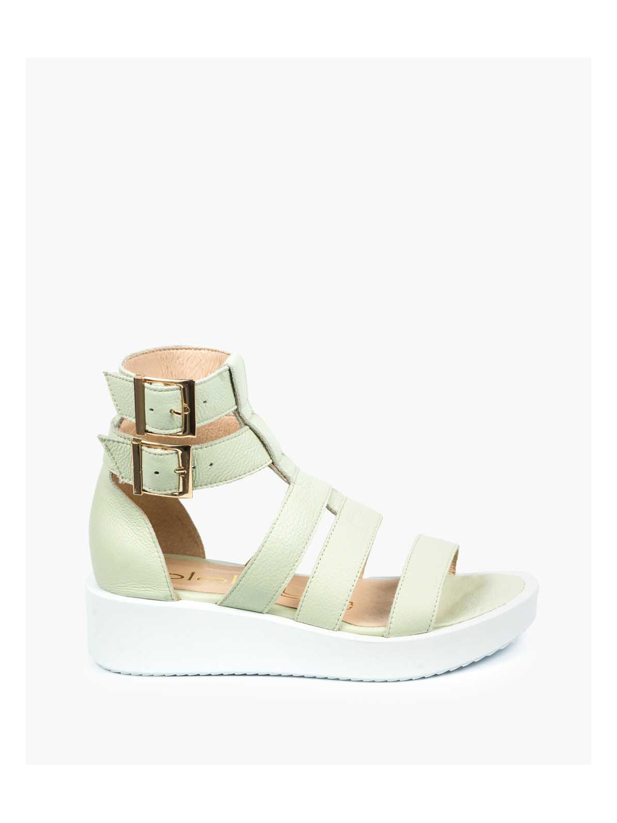 Zielone sandały damskie skórzane