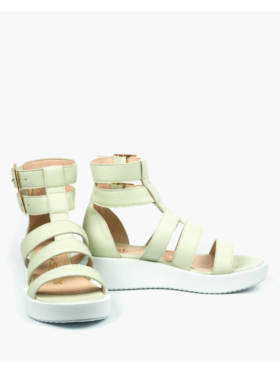 Zielone sandały damskie skórzane