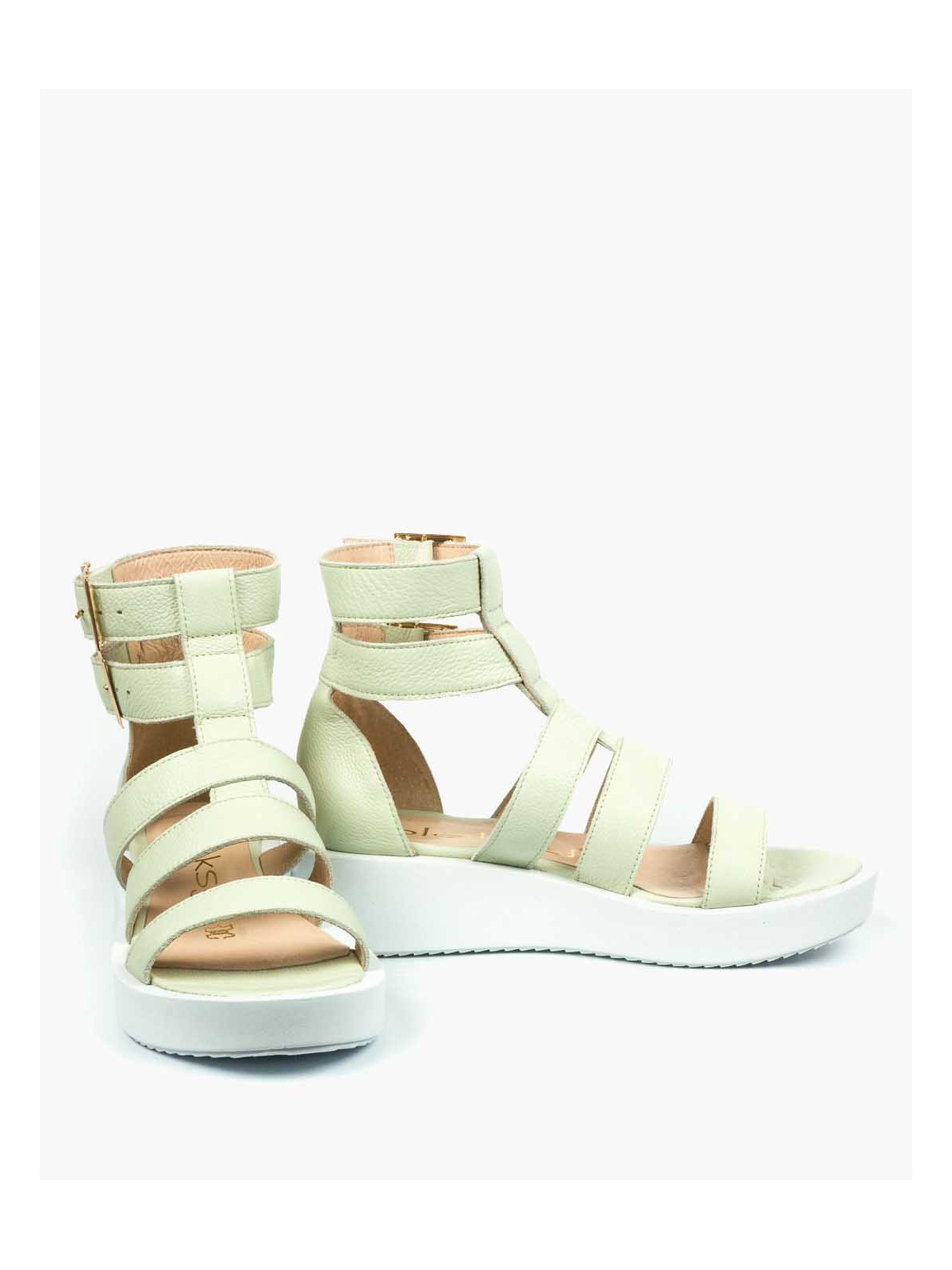 Zielone sandały damskie skórzane