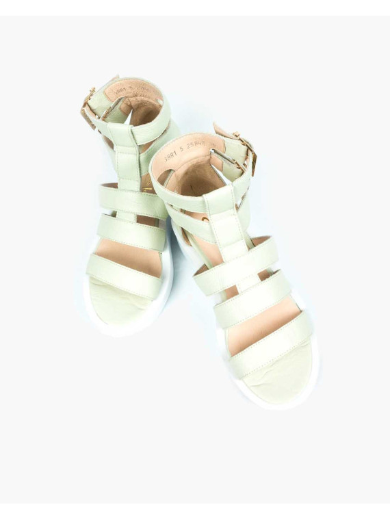 Zielone sandały damskie skórzane