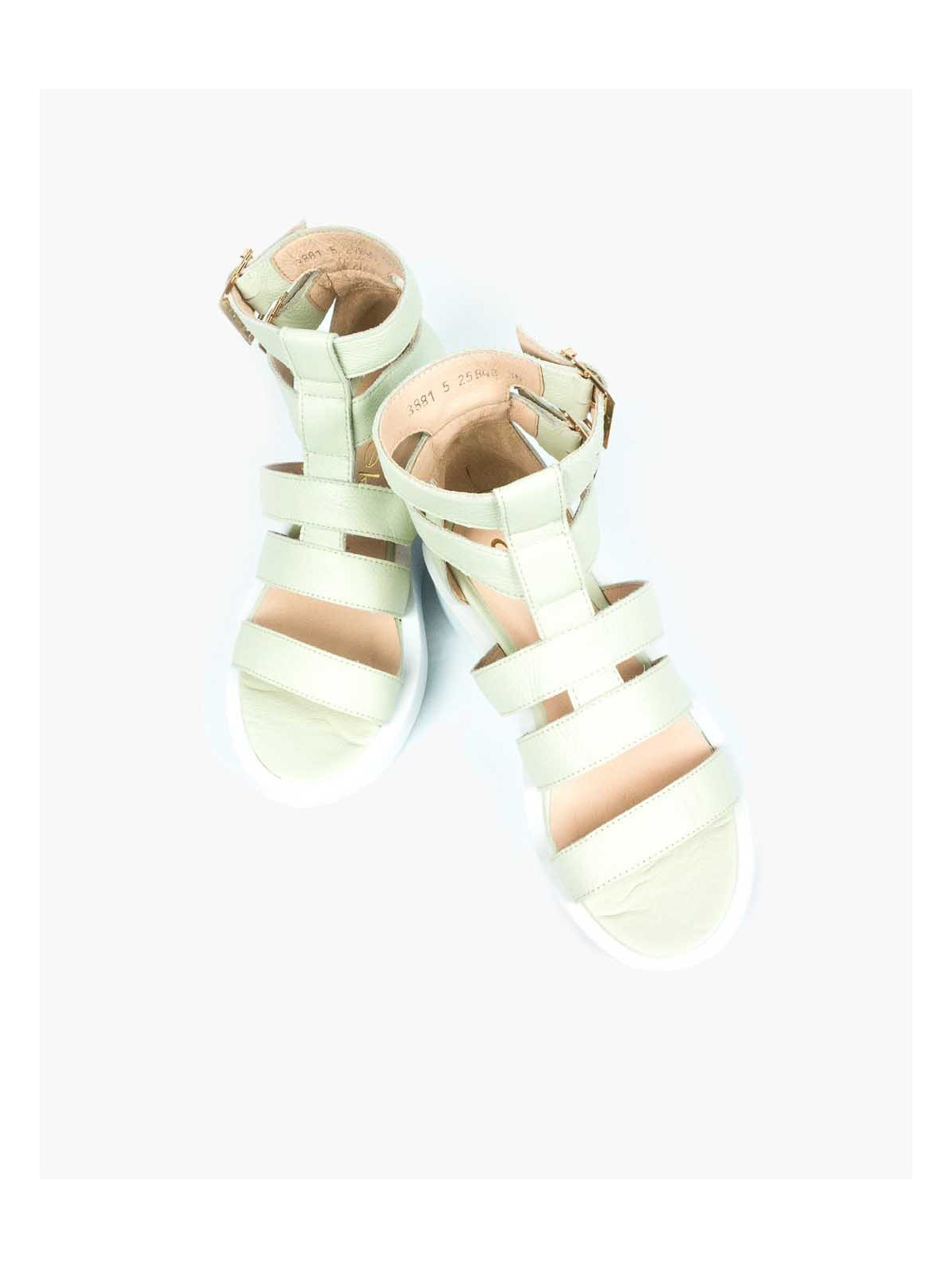 Zielone sandały damskie skórzane