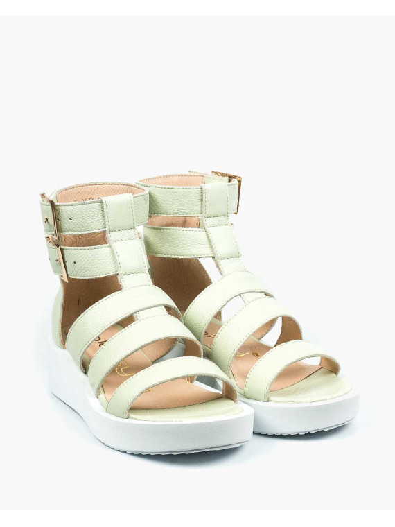 Zielone sandały damskie skórzane