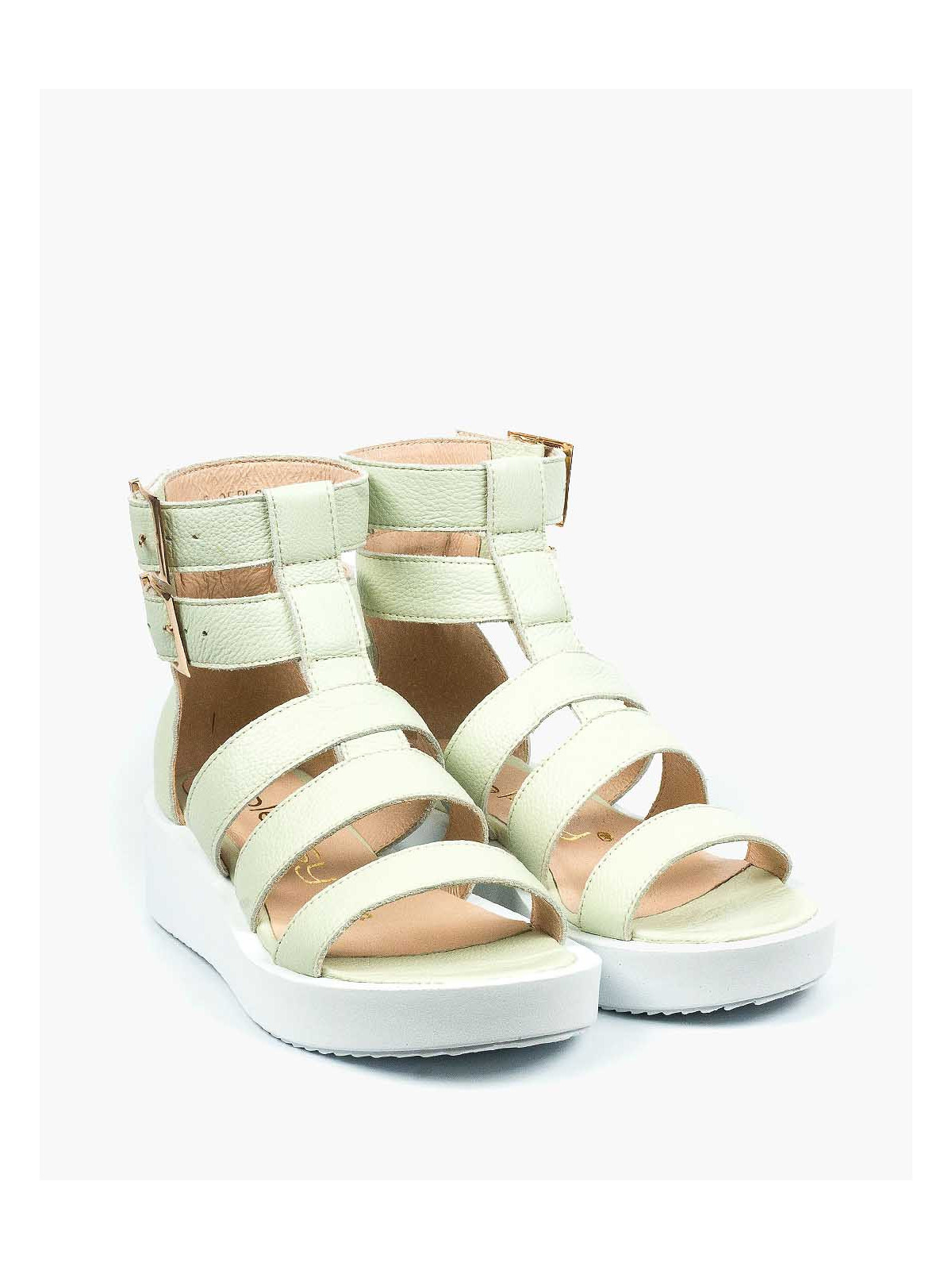 Zielone sandały damskie skórzane