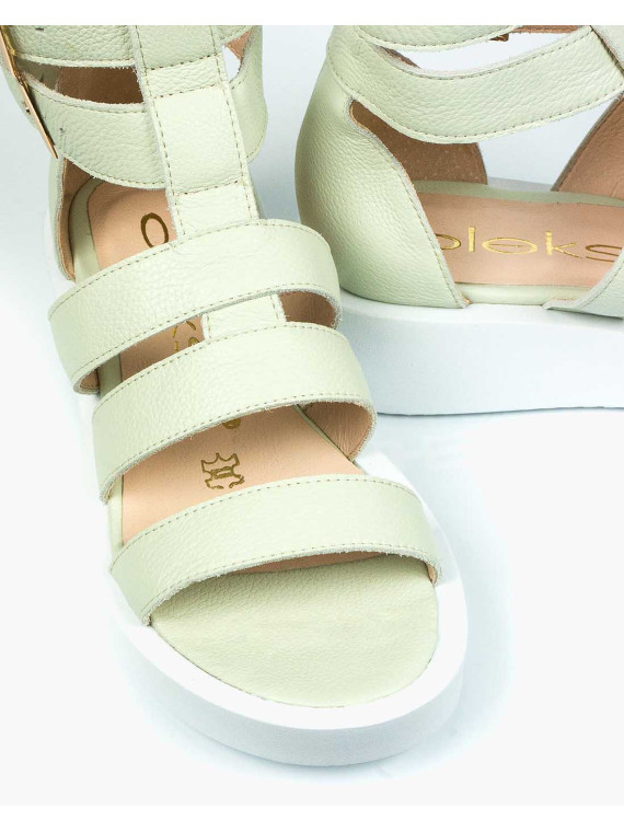 Zielone sandały damskie skórzane