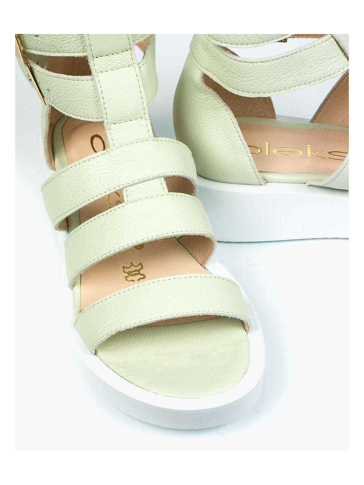 Zielone sandały damskie skórzane