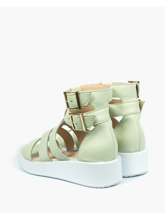 Zielone sandały damskie skórzane