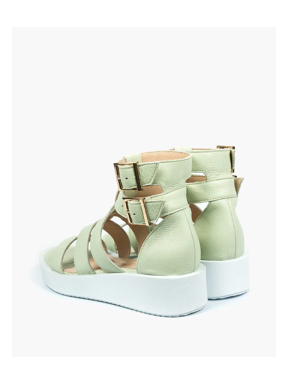 Zielone sandały damskie skórzane