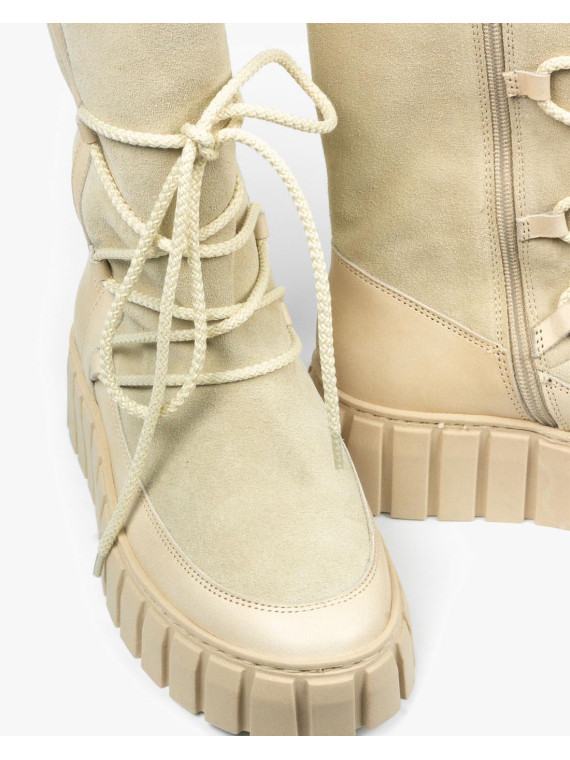 Beżowe śniegowce damskie skórzane