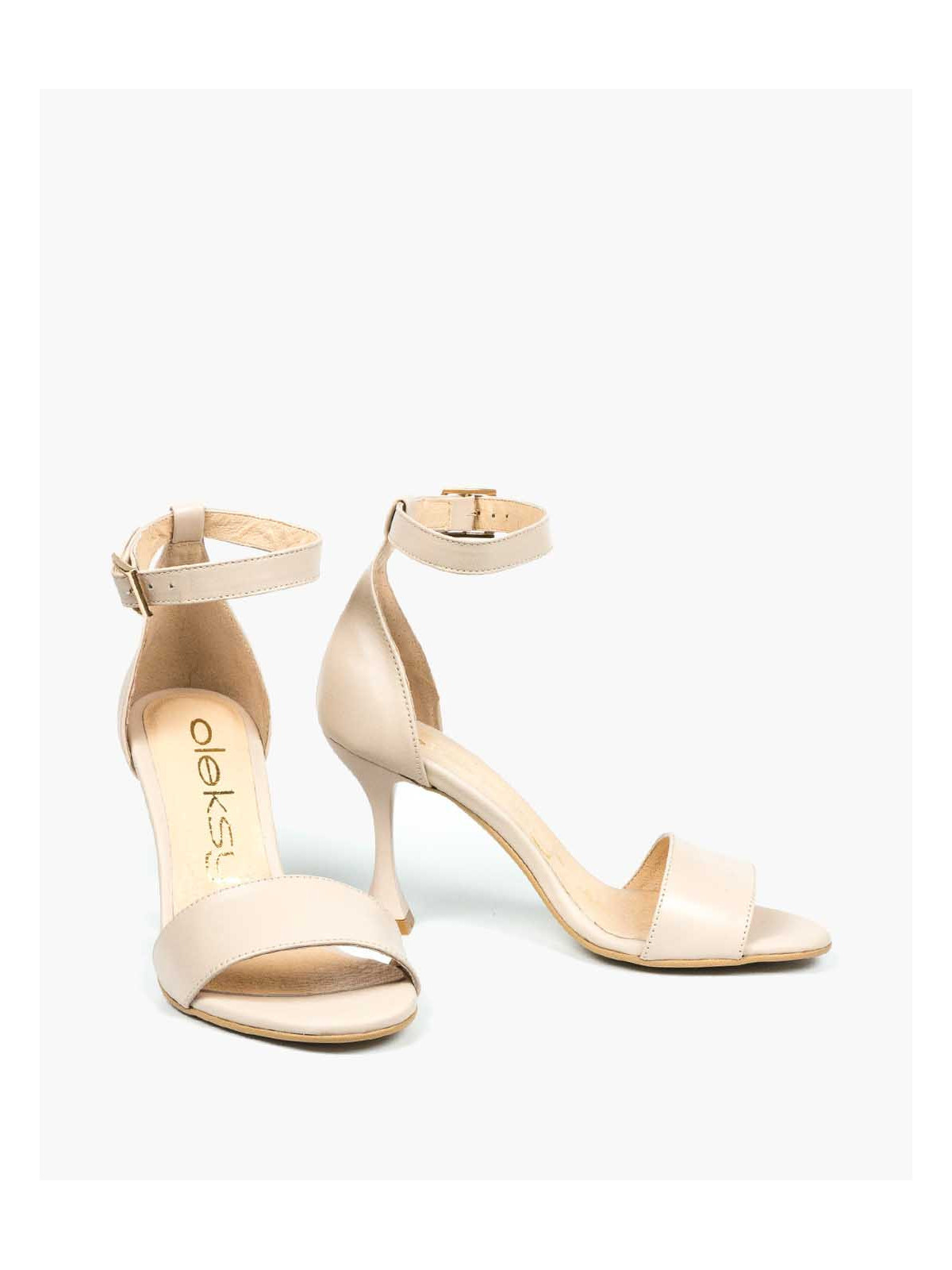 Beżowe sandały damskie skórzane