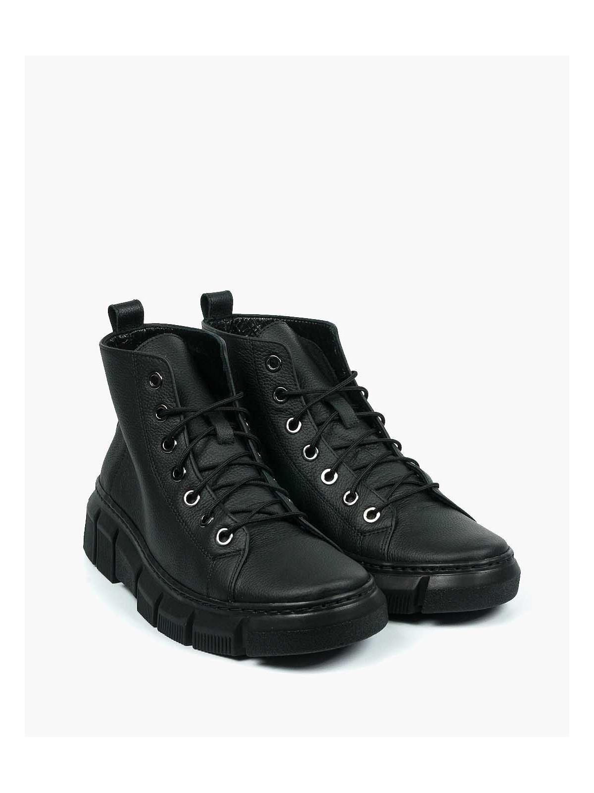 Czarne trampki damskie skórzane