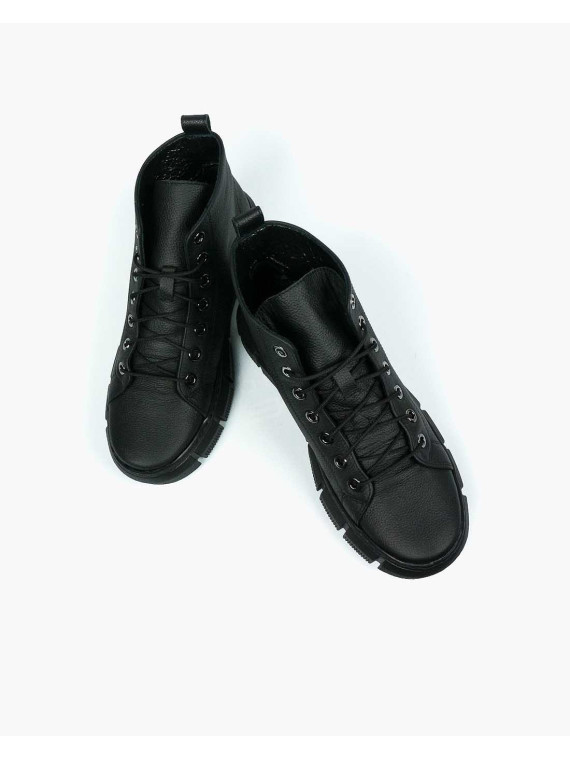 Czarne trampki damskie skórzane