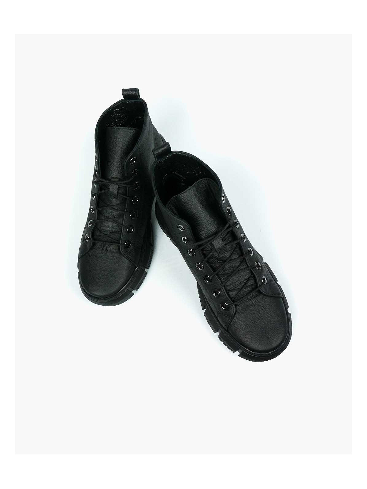 Czarne trampki damskie skórzane