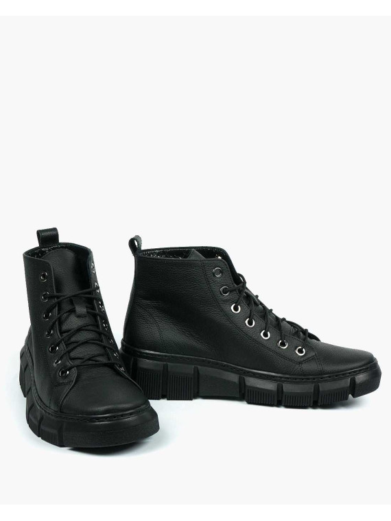 Czarne trampki damskie skórzane