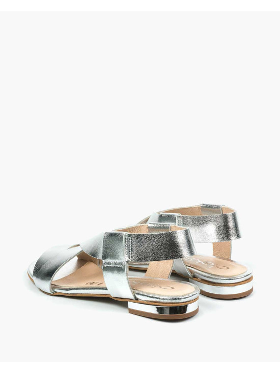 Srebrne sandały damskie skórzane