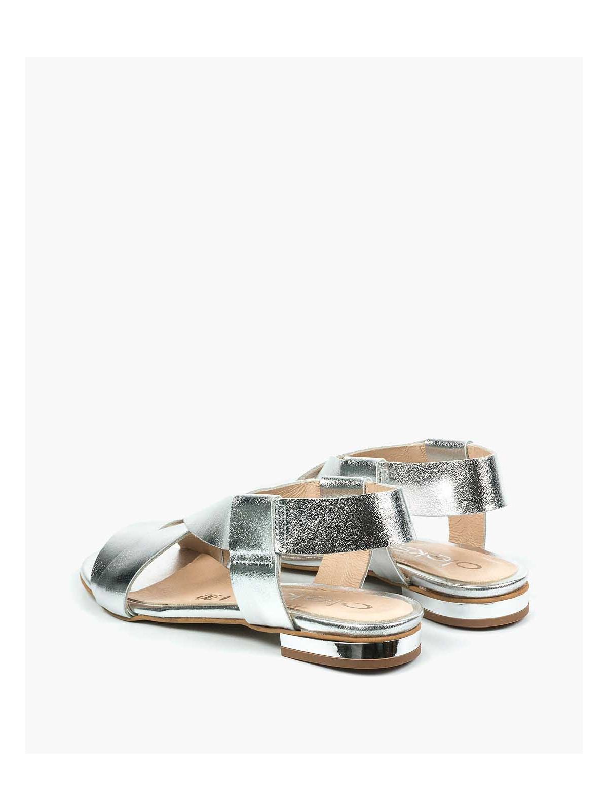 Srebrne sandały damskie skórzane