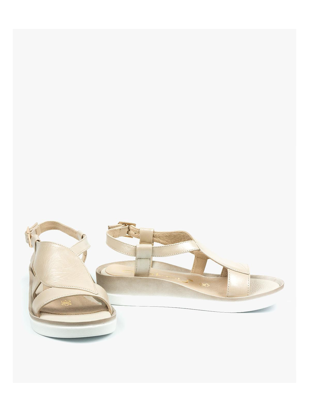 Beżowe sandały damskie skórzane