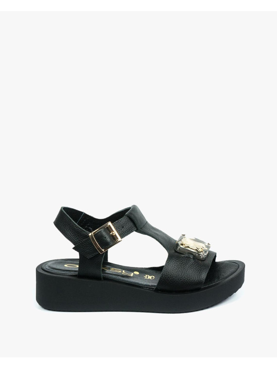 Czarne sandały damskie skórzane