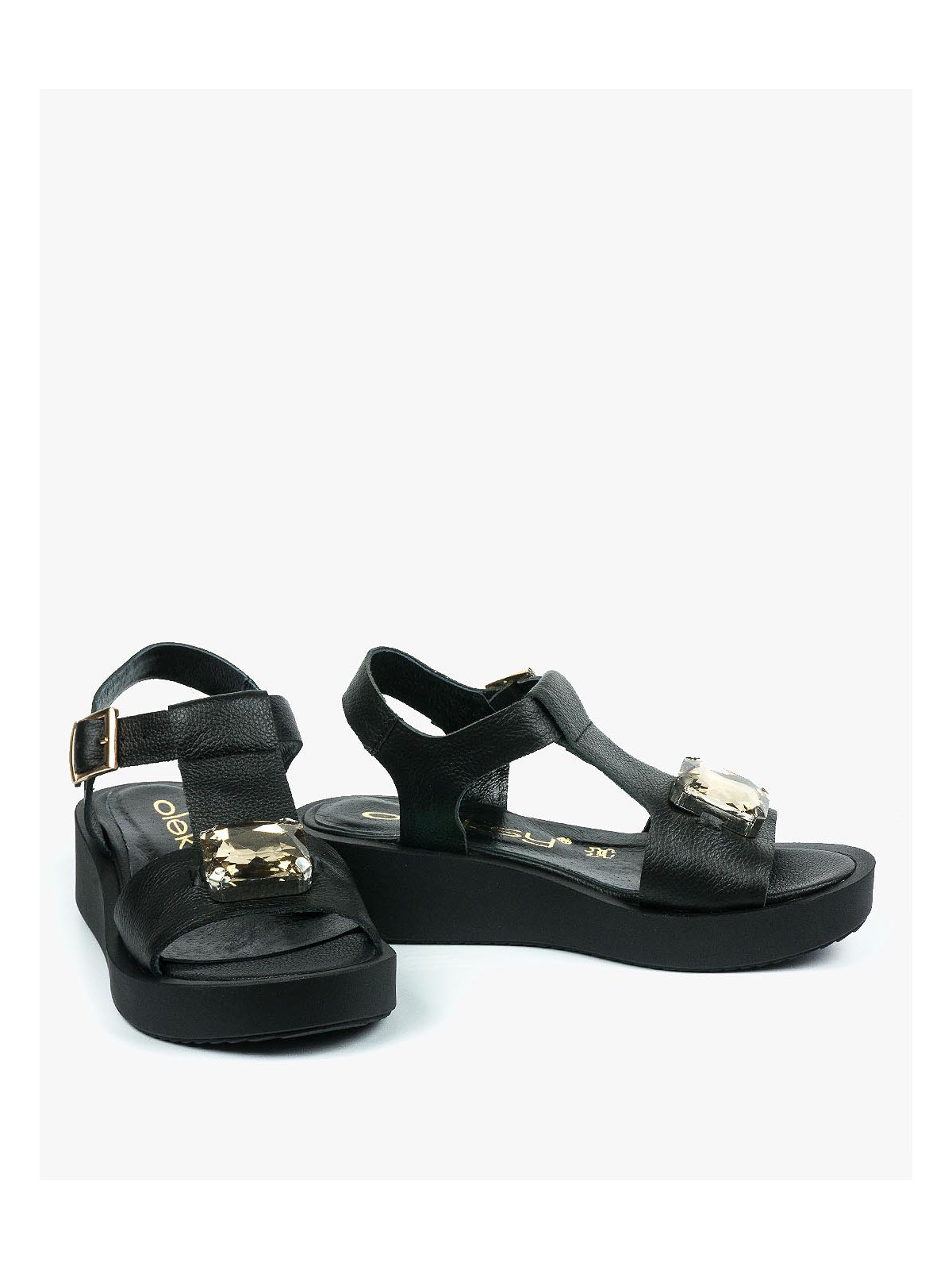 Czarne sandały damskie skórzane