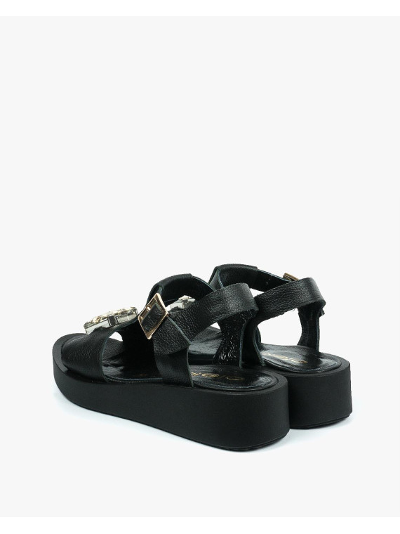 Czarne sandały damskie skórzane