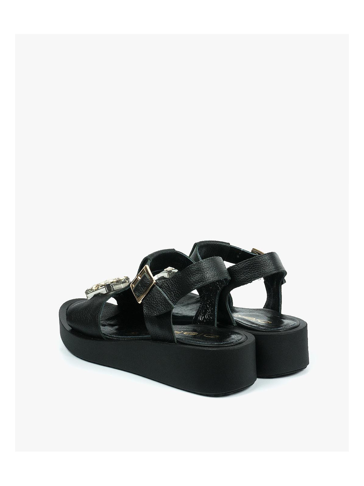 Czarne sandały damskie skórzane