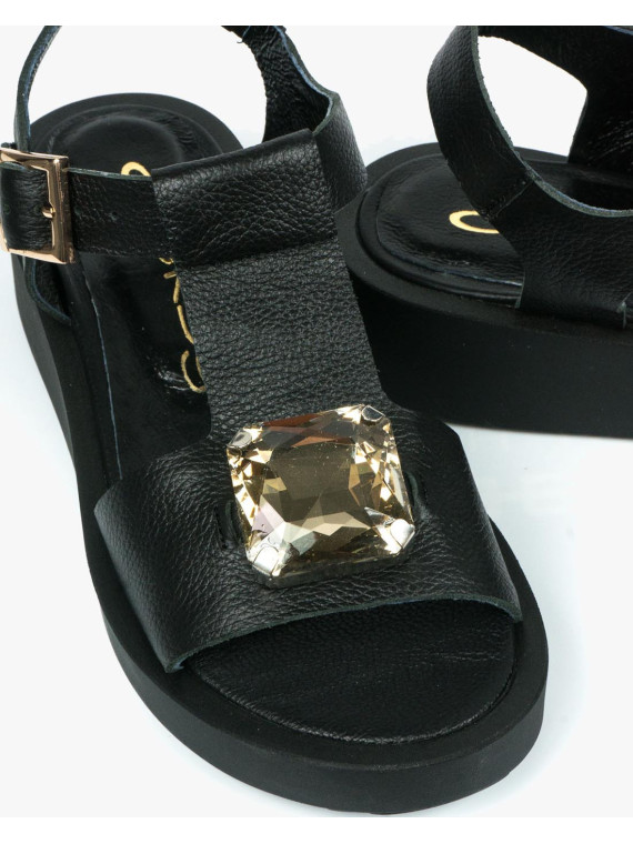 Czarne sandały damskie skórzane