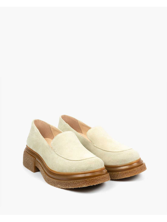 Beżowe mokasyny damskie skórzane