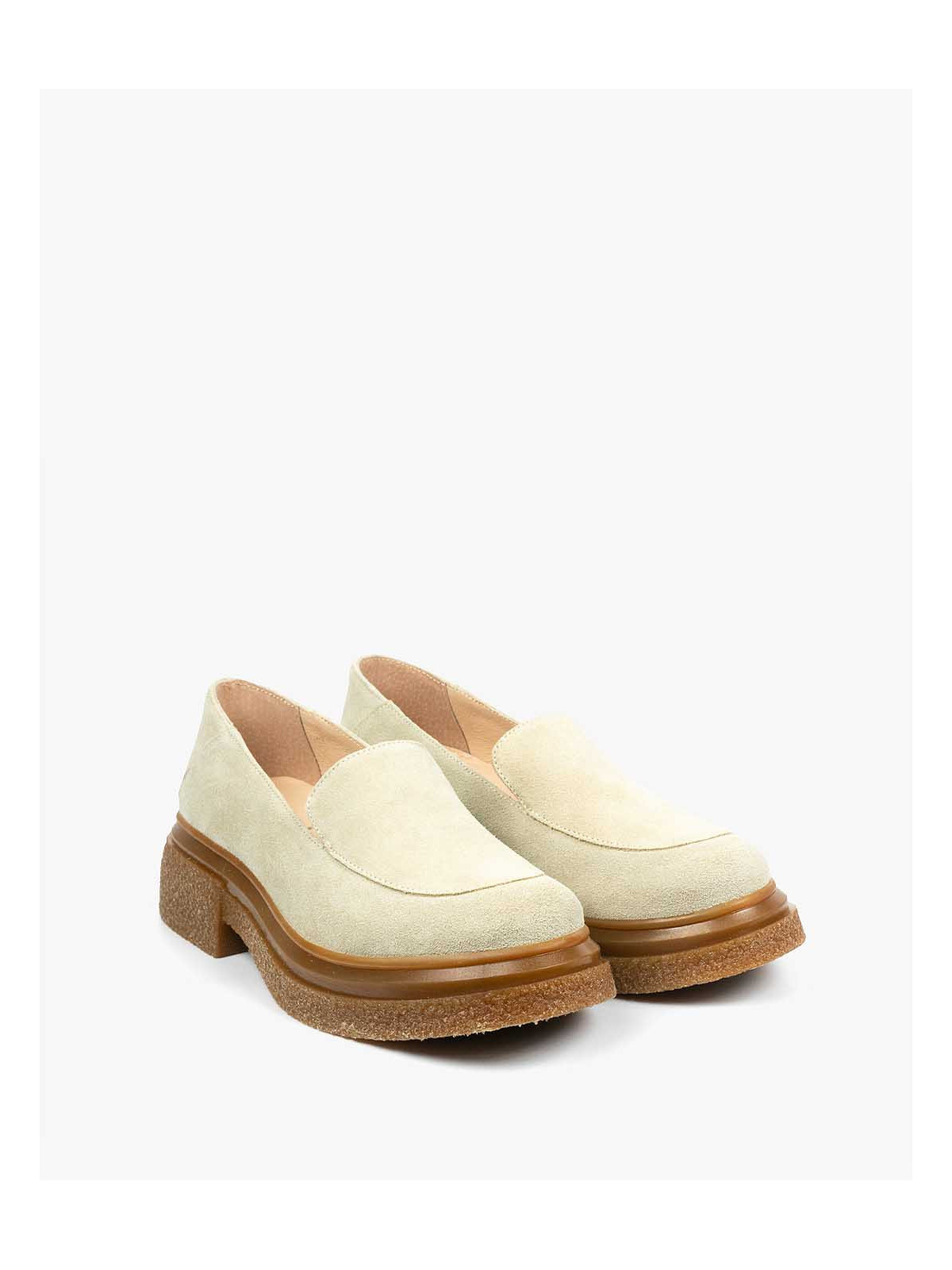 Beżowe mokasyny damskie skórzane