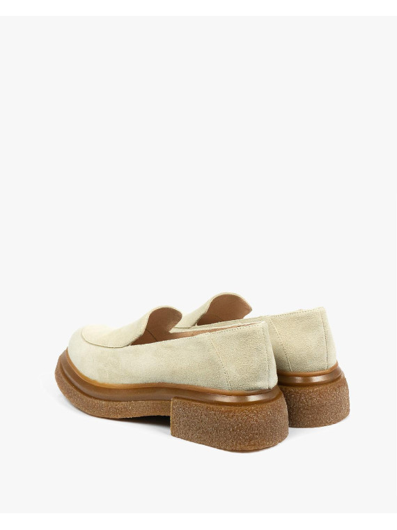 Beżowe mokasyny damskie skórzane