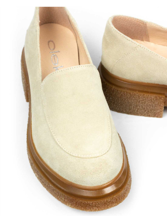 Beżowe mokasyny damskie skórzane
