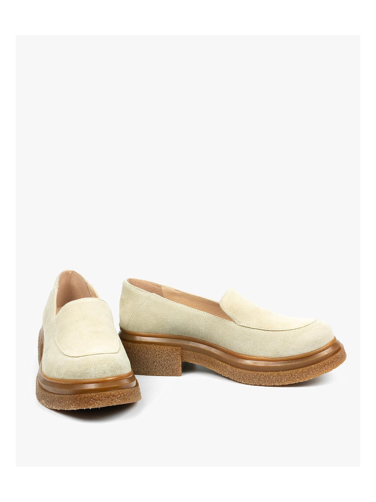 Beżowe mokasyny damskie skórzane