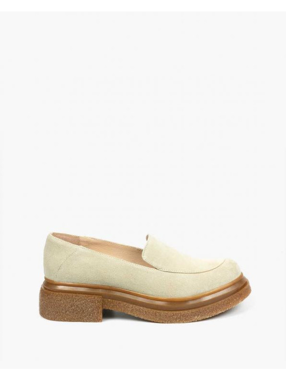 Beżowe mokasyny damskie skórzane