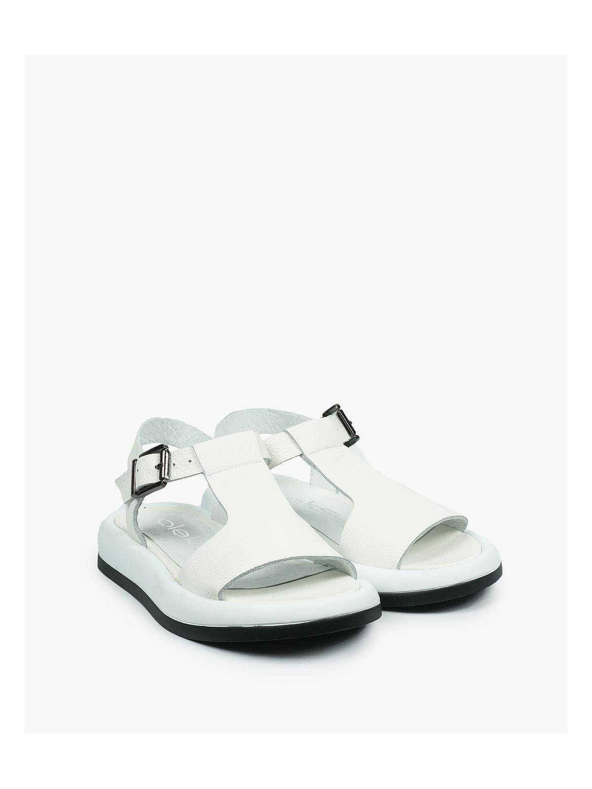 Białe sandały damskie skórzane