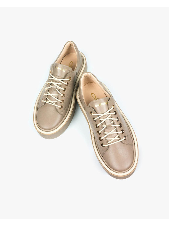 Brązowe trampki damskie skórzane