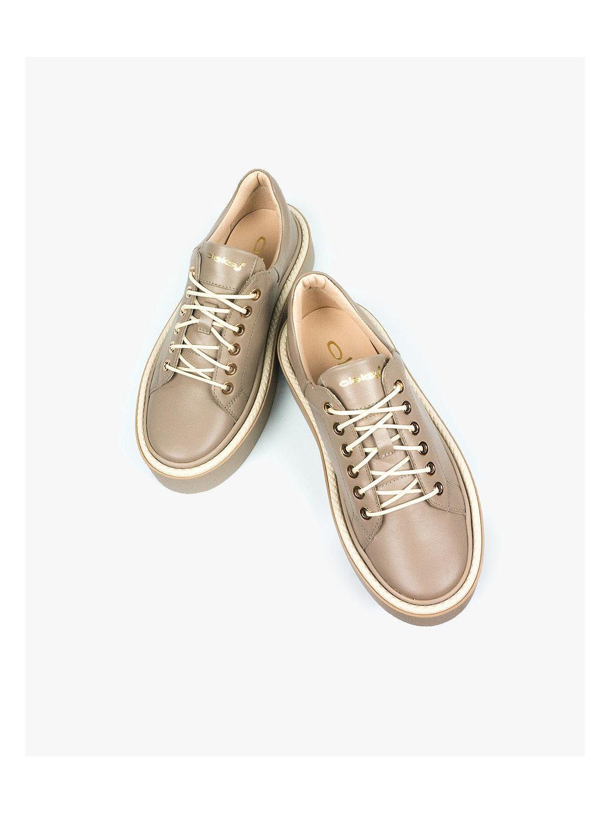 Brązowe trampki damskie skórzane