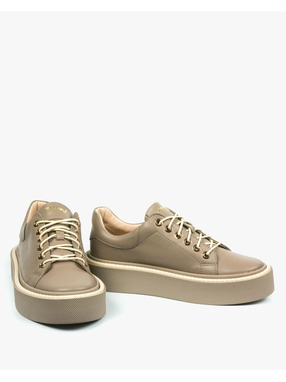 Brązowe trampki damskie skórzane