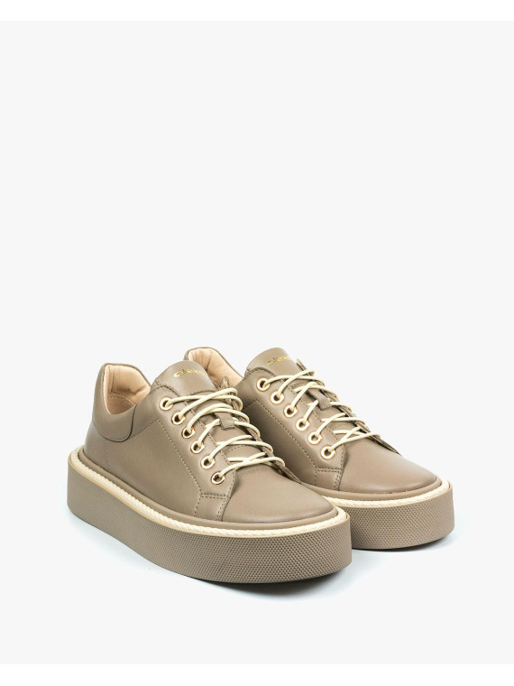 Brązowe trampki damskie skórzane