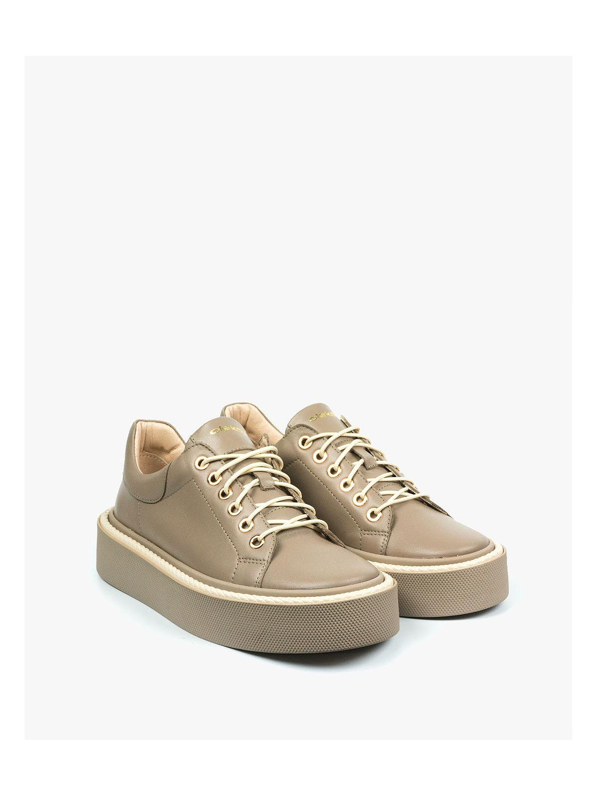 Brązowe trampki damskie skórzane