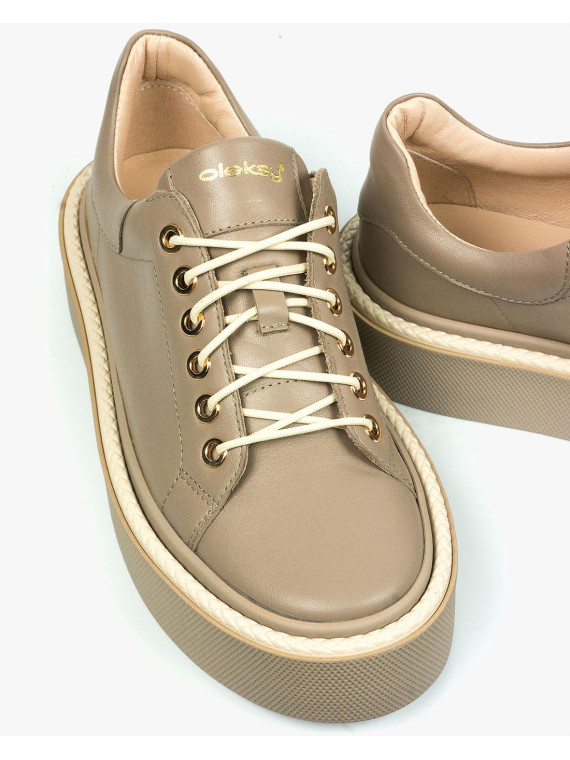 Brązowe trampki damskie skórzane