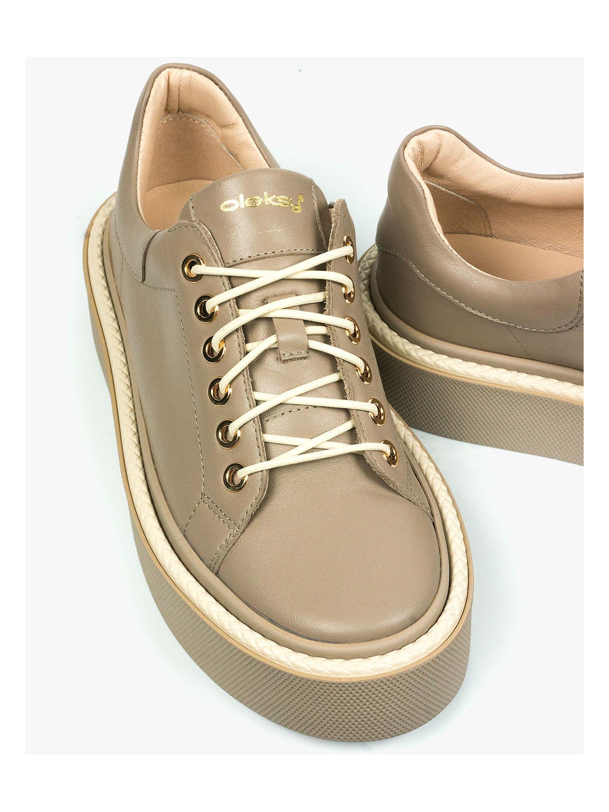 Brązowe trampki damskie skórzane