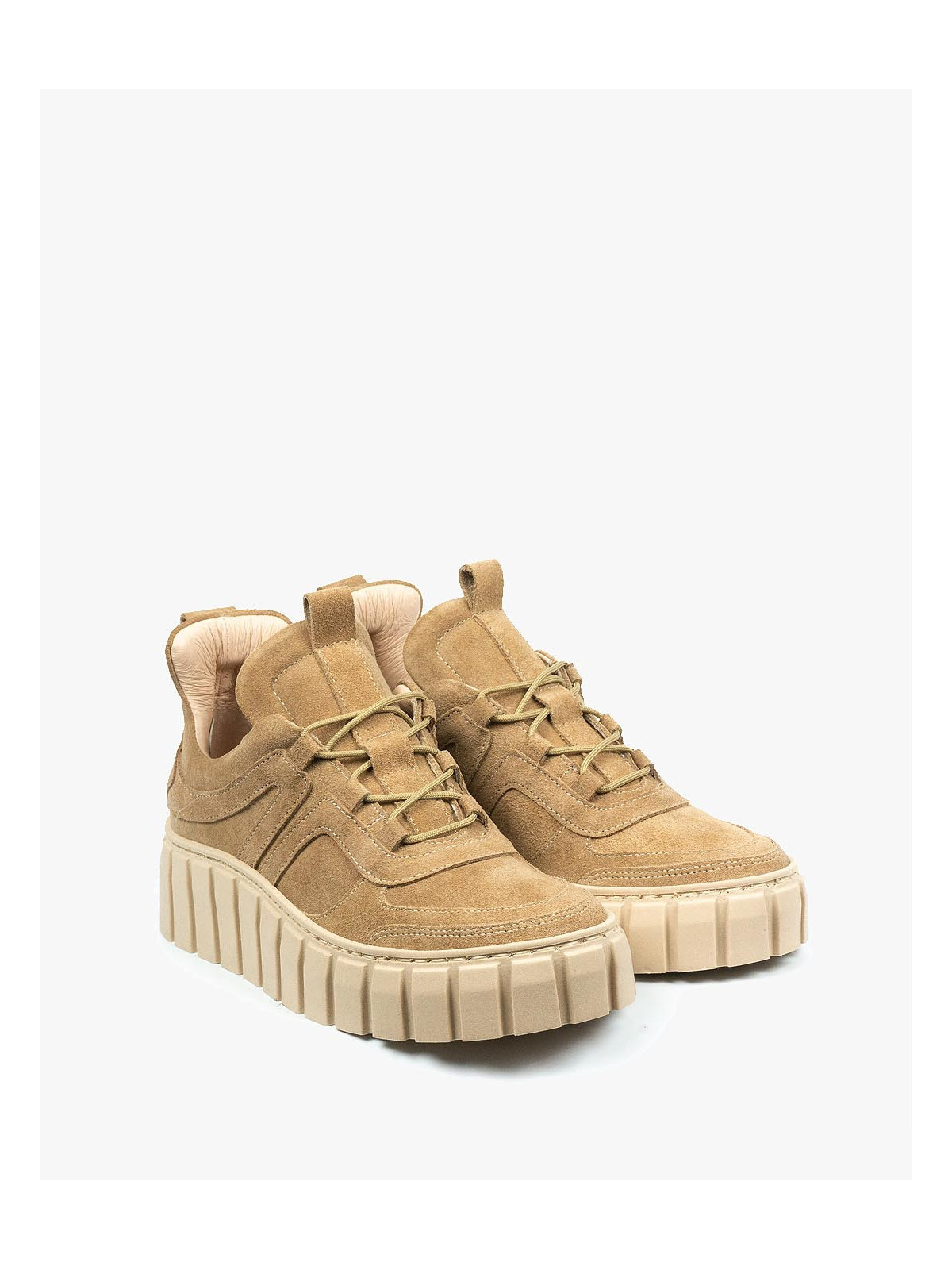 Beżowe trampki damskie skórzane