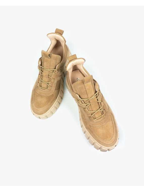 Beżowe trampki damskie skórzane