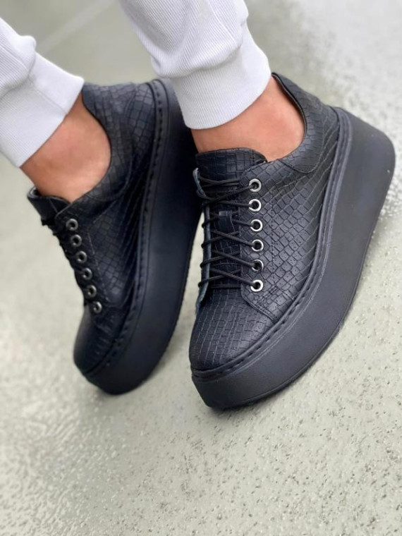 Czarne trampki damskie skórzane