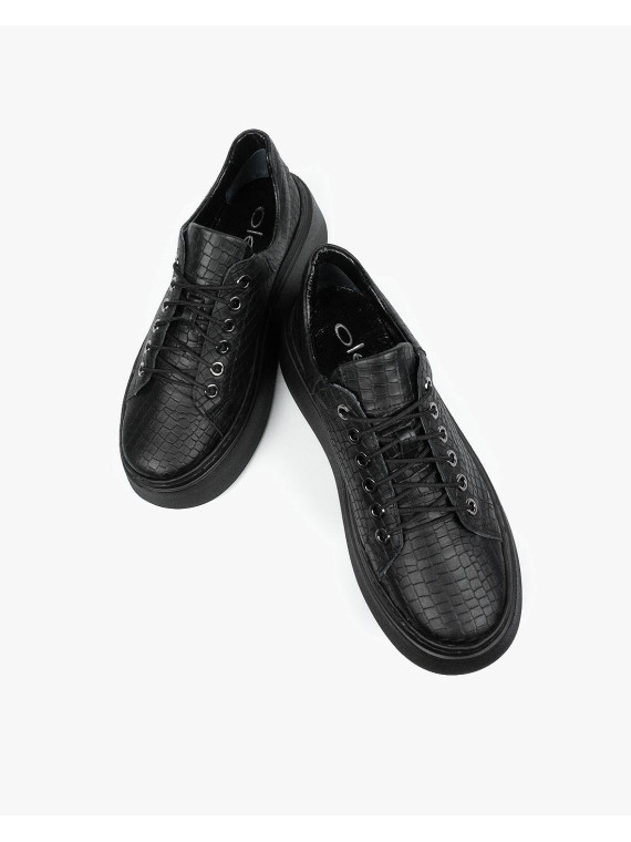 Czarne trampki damskie skórzane