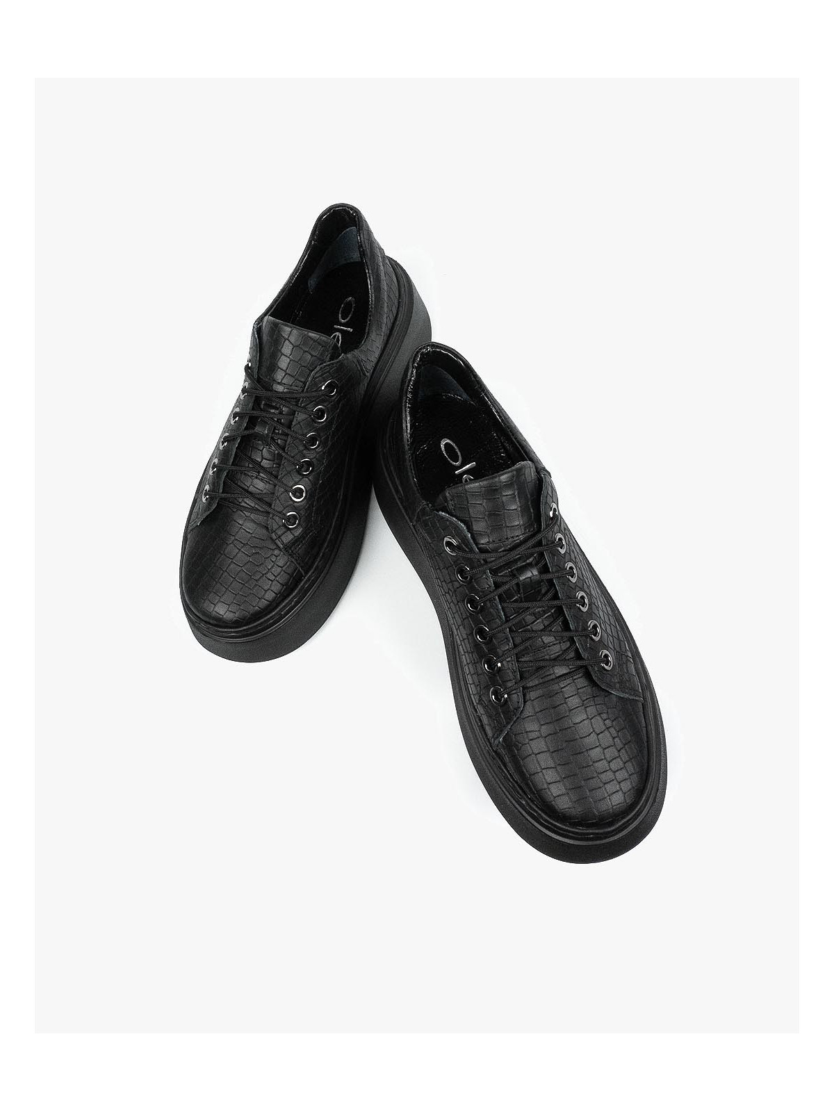 Czarne trampki damskie skórzane